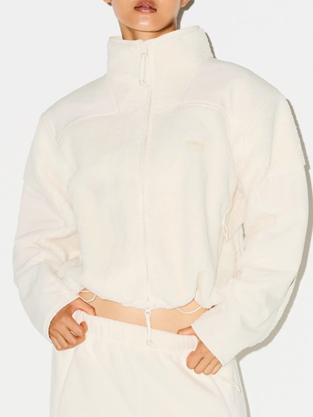 🆕 SKIMS Teddy Sherpa Faux Shearling Zip Jacket Funnel High Neck Ivory Cream 2X